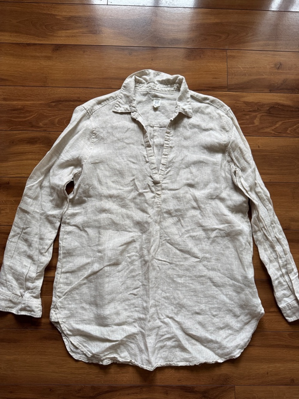 GAP Tan Linen Tunic Shirt L